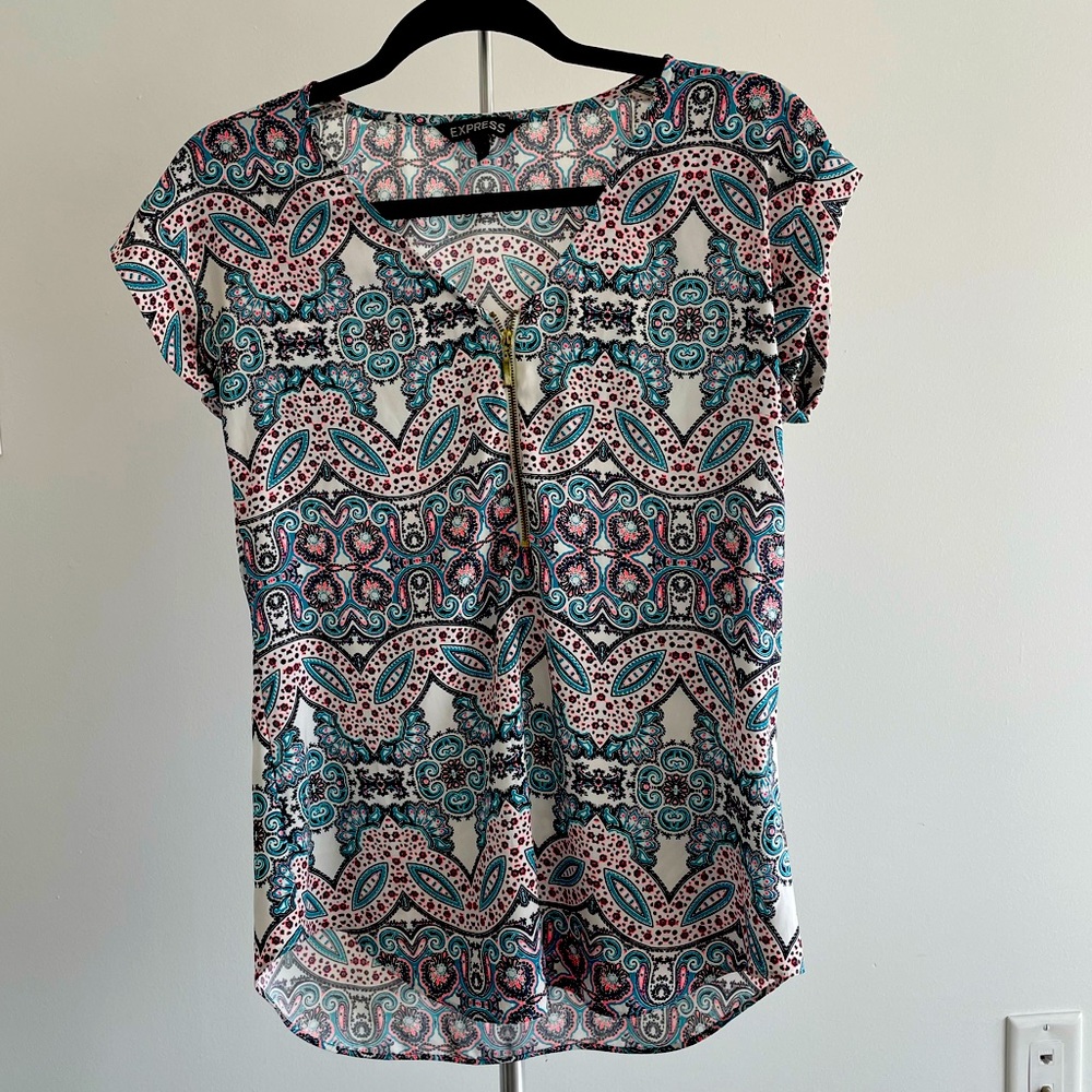 Express from zip silk blouse